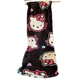 Hello Kitty Silk Touch Black Pastel Hearts Throw Blanket